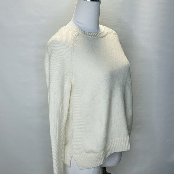 Athleta Wool Cashmere Textured Sweater Crew Neck Women’s Small Ivory Off White - Picture 2 of 11